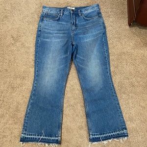 Free People Women’s Release Cropped Boot Cut Jeans Distressed Hem High-Rise